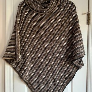 Cowl neck wool poncho
